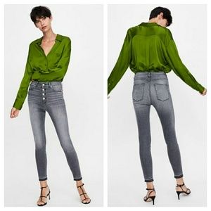 Zara PW High Waist Skinny Jean in Zinc Gray Size 6